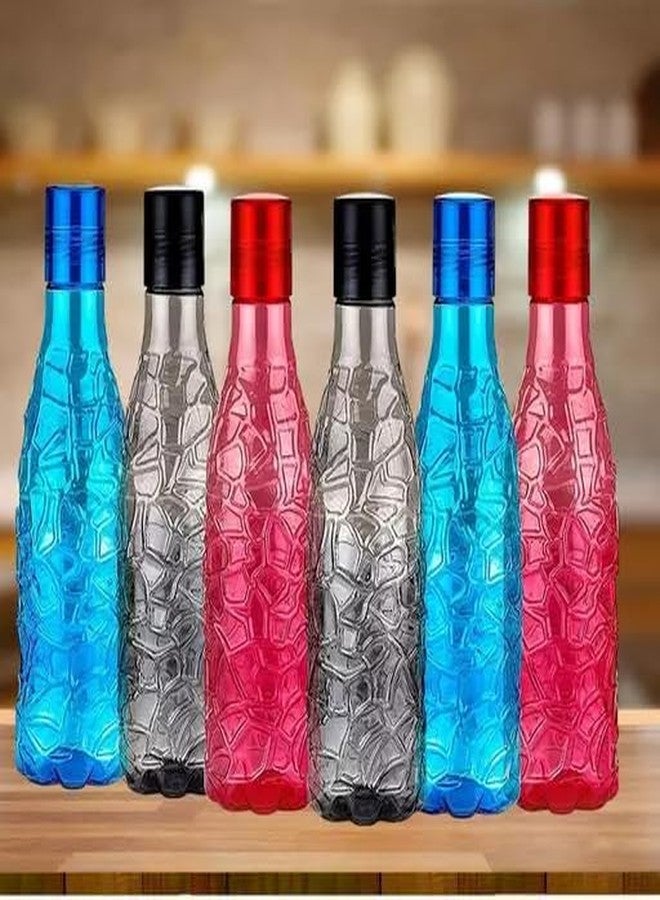 ReeQ Round Plastic Bottle Set, 1 Litre, Set of 6, Assorted - Image 1